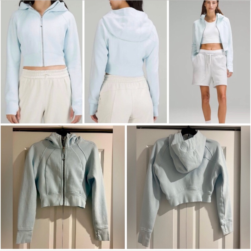 Lululemon Scuba Full Zip Cropped Hoodie Sheer Blue 4 Sheer Blue Crop